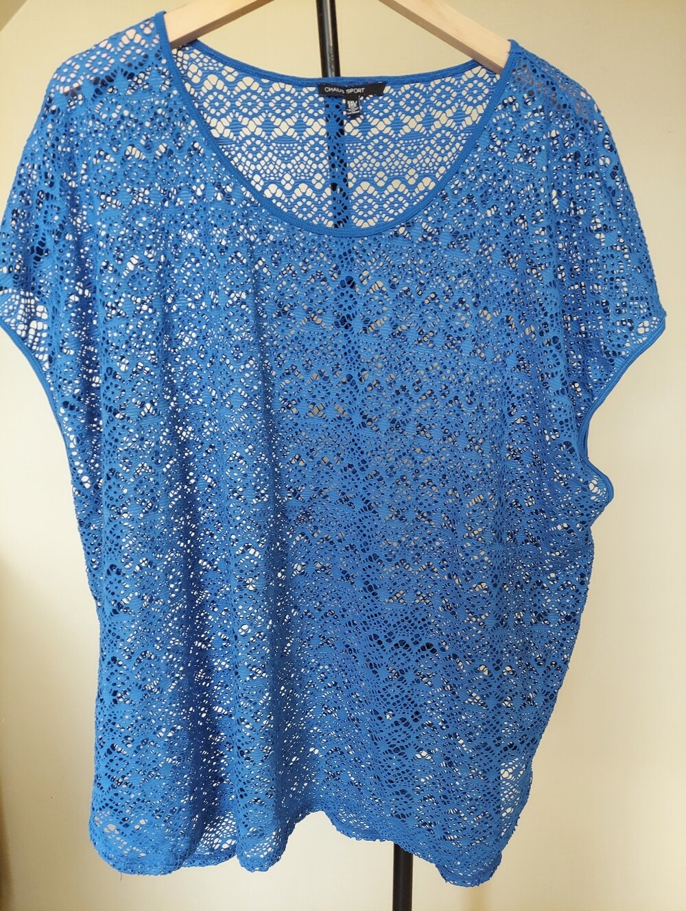 Chaus Sport Sleeveless Ladies Top Size XXL Crochet Type Lace Knit  Bright Blue
